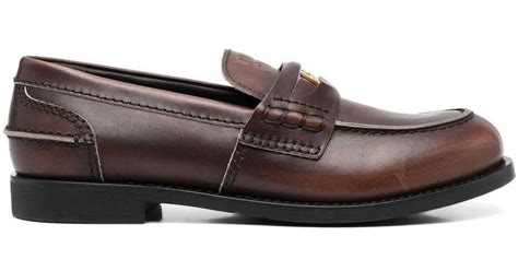 brown miu miu loafers|penny miu loafers.